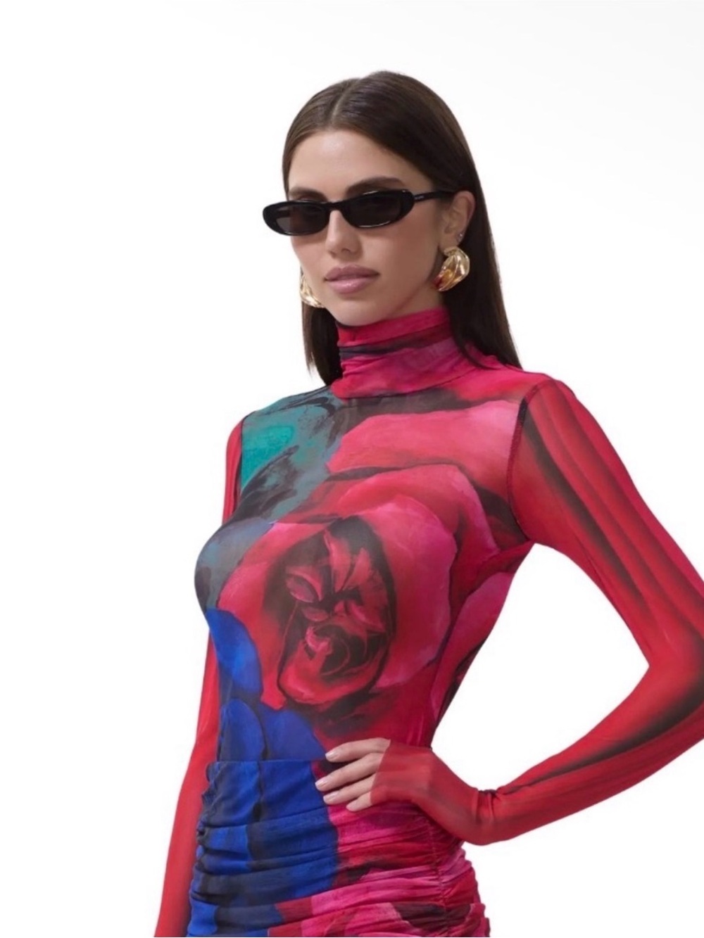 AFRM Red Pink Blue Floral top